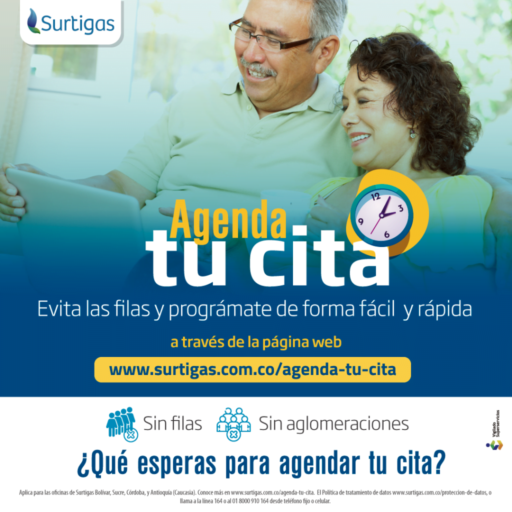 Surtigas implementa un aplicativo para que el usuario agende sus citas presenciales desde la página web: www.surtigas.co.
