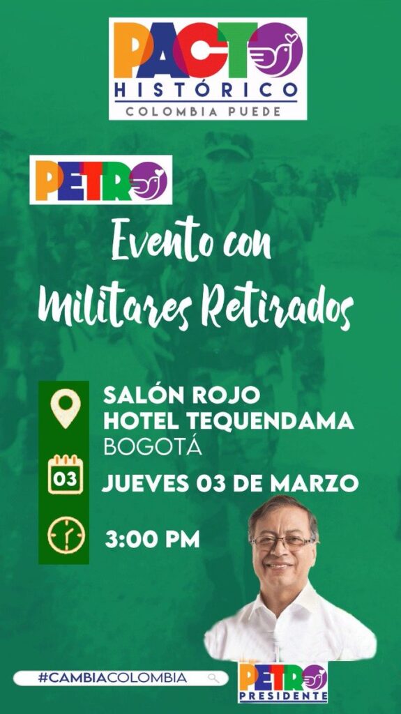Militares y Policías en retiro en "El gran foro de las reservas se reuniran con Gustavo Petro