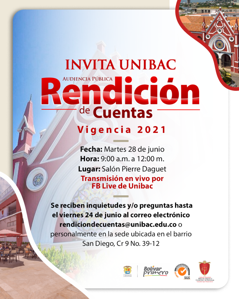 UNIBAC realizará la Audiencia Pública de Rendición de Cuentas de vigencia 2021 el 28 de junio  