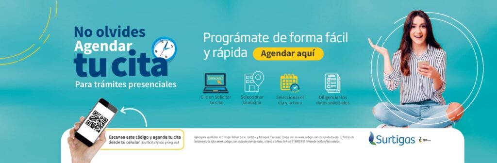 Surtigas promueve agendamiento de citas desde la página web para atender usuarios