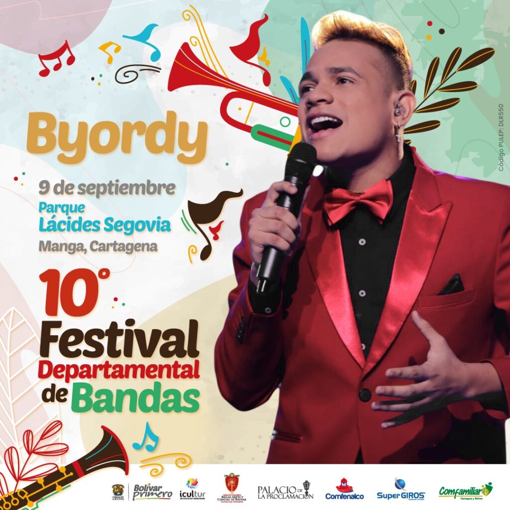 La fiesta del caribe se vive en Cartagena, con la alegría, el folclor autentico, autóctona, es el 10° Festival Departamental de Bandas, que se inicia hoy en Cartagena en el Parque Lácides Segovia y Plaza de la Proclamación.En el Evento organizado por el Instituto de Cultura de Bolivar bajo la dirección de Iván Sanes es un encuentro de bandas de todos los departamentos del país, además que en esta oportunidad tien artistas invitados.Los artistas invitados son Pabla Florez, Rosa Caraballo y Yeison Landero.