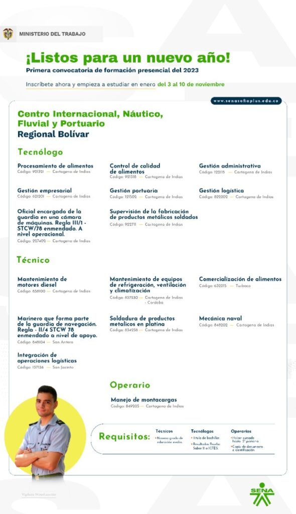 El SENA lanza la primera Convocatoria de Formación Presencial y a Distancia para el 2023