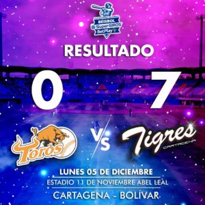 Con Giovanni Urshela como bateador designado los Tigres sumaron otra victoria contundente 7-0 sobre los Toros de Sincelejo en el estadio 11 de Noviembre "Abel Leal" que tuvo nutrida asistencia de fanáticos. Este martes el rival será Caimanes en el choque por el liderato del torneo del Béisbol Profesional Colombiano. Gio Urshela jugó con el bombacho #15 y regresó al diamante en la Liga Colombiana después de 10 años de ausencia.