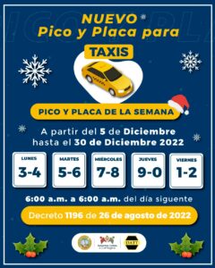 Nueva rotación de pico y placa para taxis. 