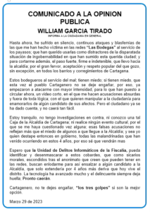 El pronunciamiento del precandidato William Garcia