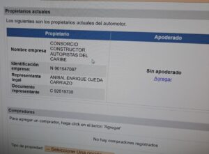 Documento de la propiedad de la camioneta