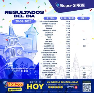 ⛅️Feliz día. Conoce los resultados del 28 de febrero 👏🏽. Consúltalos diariamente en: https://supergirosbolivar.com.co/apuestas/