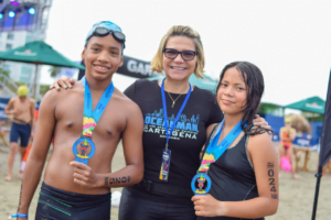 Niños y niñas de la Escuela Formación Deportiva del IDER se destacaron en el aguas abiertas Oceaman Cartagena 2023.