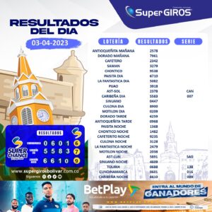 Estos son los resultados del 3 de abril de SuperGIROS, hay felices ganadores