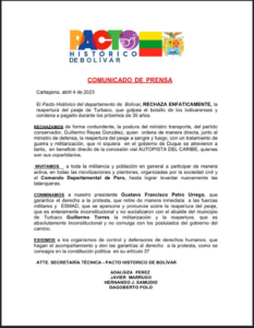 PACTO HISTÓRICO RECHAZA REAPERTURA DE PEAJE