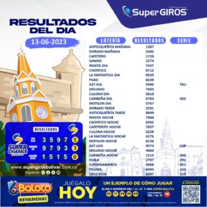 ☀️¡Buenos días! Feliz miércoles.Te presentamos los resultados del 13 de junio⬆️. Consúltalos diariamente en: https://supergirosbolivar.com.co/apuestas