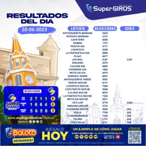☀️¡Buenos días!Conoce los resultados del 20 de junio⬆️.
Consúltalos diariamente en: https://supergirosbolivar.com.co/apuestas