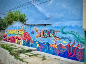Hermoso mural en el barrio Calamares de Cartagena se convierte en atractivo popular