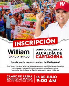 Este domingo se inscribe william garcía