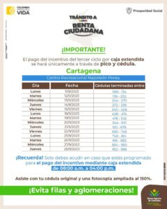 Pico y Cédula para Tránsito a Renta Ciudadana en Cartagena