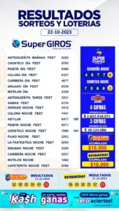 👏🏽Felicidades a todos nuestros ganadores. Conoce los resultados de tus apuestas favoritas del 22 de octubre🤑. 🤓Consúltalos diariamente en: https://supergirosbolivar.com.co/apuestas