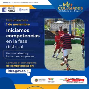 El 1 de noviembre inicia la fase distrital de los Juegos Intercolegiados en Cartagena 