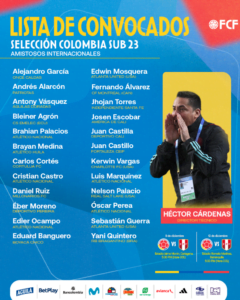 Estos son los 24 llamados para el doblete internacional de Colombia Preolímpica ante Perú en Cartagena y Barranquilla