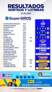 Hoy es miércoles de felices ganadores SuperGIROS. Aquí están los números del 13 de febrero
