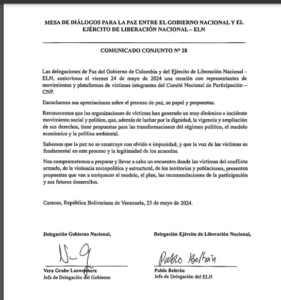 Gobierno y ELN firman primer punto de la Agenda de diálogos: participación de la sociedad en la construcción de la paz