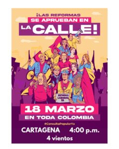 Este martes en 4 Vientos se espera la movilización más grande DE Cartagena por los derechos laborales y del trabajo