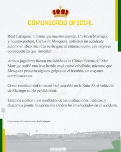 Accidente de jugadores del Real Cartagena