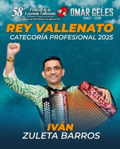 El nuevo rey del 58 Festival de la Leyenda Vallenata es Iván Zuleta Barros