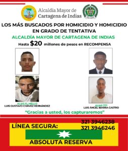 Cartel oficial muestra rostros de los presuntos responsables buscados por homicidio.