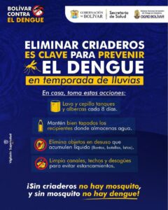Familias bolivarenses reciben orientación para eliminar criaderos y evitar contagios.